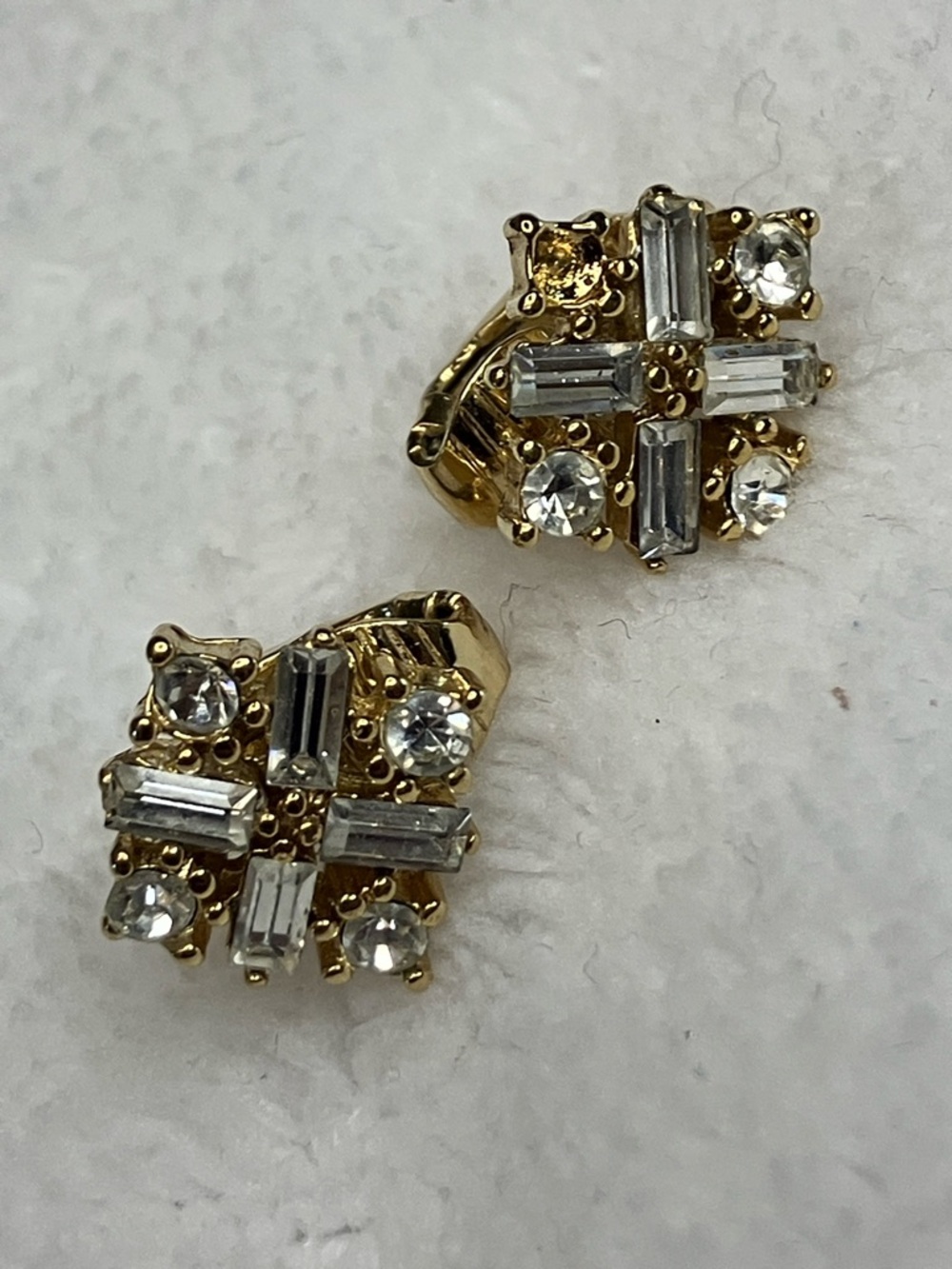 Gold Tone Clip On Earrings signed C.D.